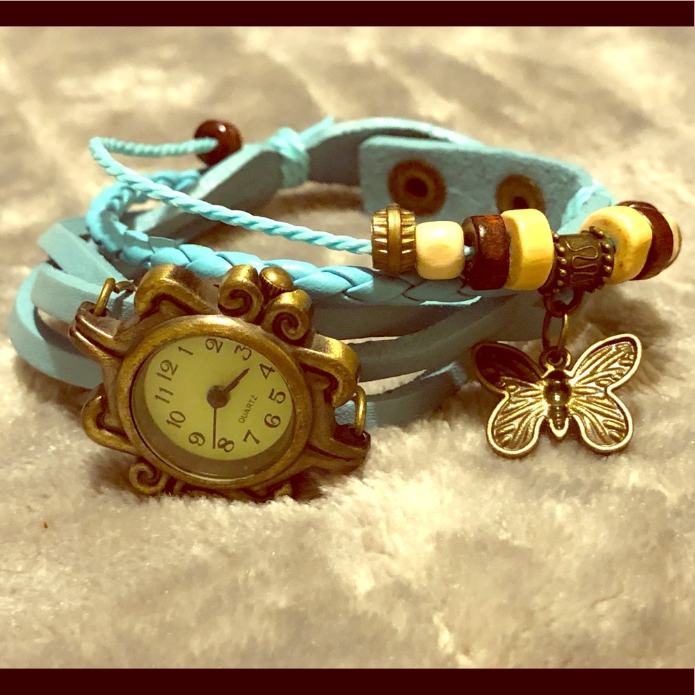 ♥️ Bohemian Style Watch w/ Bead and Butterfly Acnt